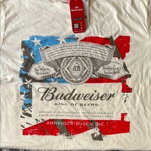 Budweiser Men's White Graphic T-Shirt